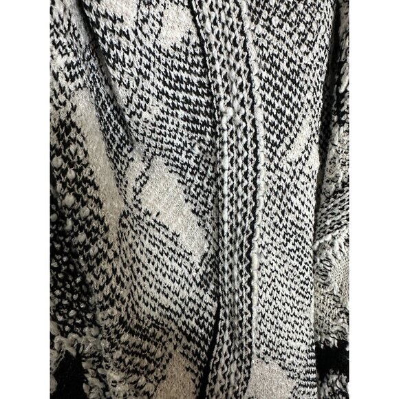 St. John Chunky Open Draped Knit Cardigan Sweater Size Small Black White Belted - Picture 10 of 11